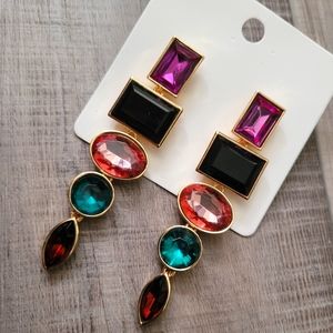 Multi-Color Gemstone Tier Earrings